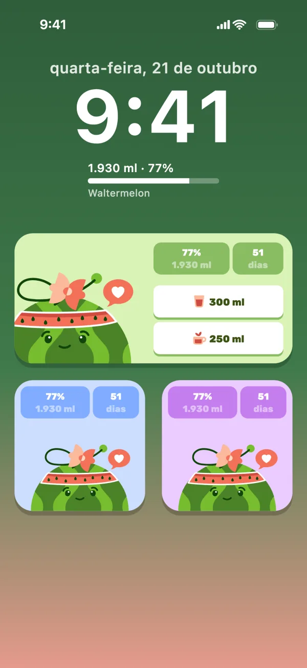 Tela de bloqueio com widgets do Waltermelon